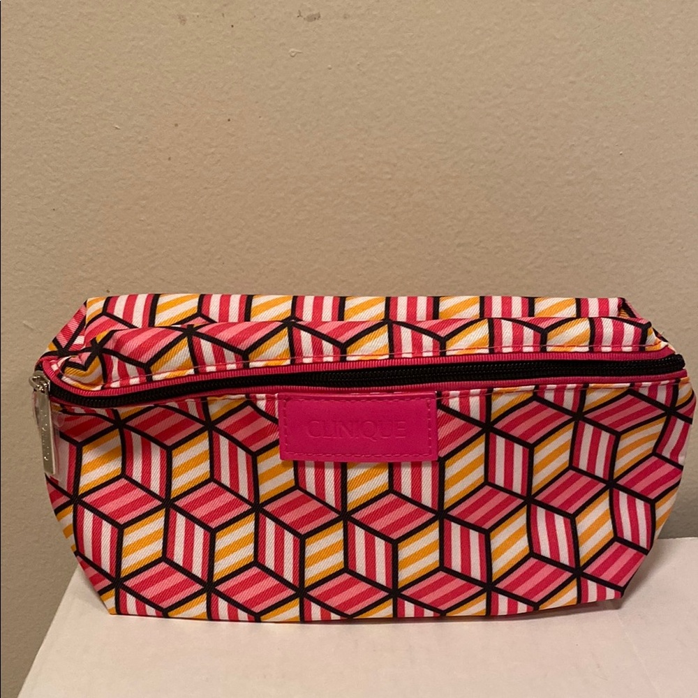 Clinique Pink Geometric Cosmetic Bag